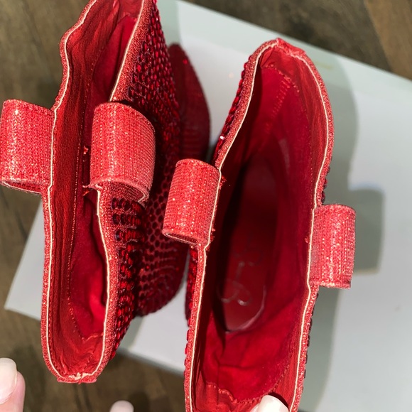 Jessica Simpson Intense Red Glitter Gabor Boots. - Picture 15 of 16